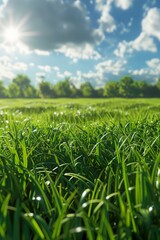 Obraz premium Clean grass, low Angle shooting, wide Angle lens, 