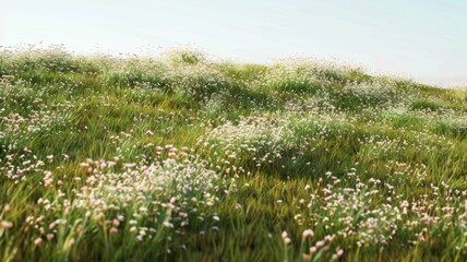 Grassy hillside, small flowers, 