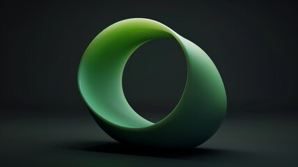 green gradient, curved shape, black background, 3d render, simple shapes