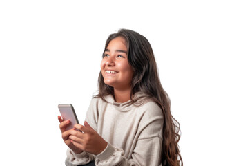 Naklejka premium South American Teen Texting on Smartphone