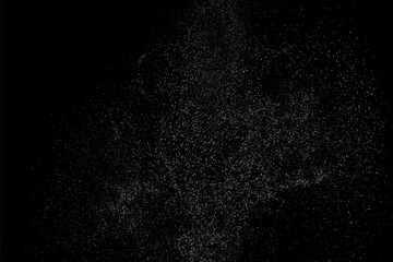 Fototapeta na wymiar White texture on black background. Light pattern textured. Abstract grain noise. Water realistic effect. Illustration, EPS 10.