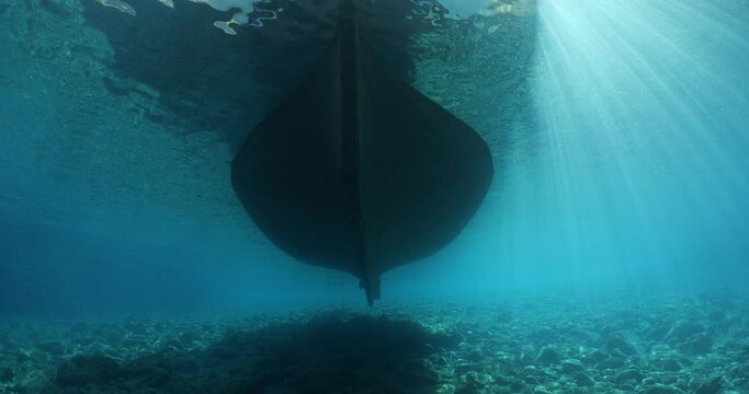  underwater under the boat fish around slow relaxing ocean scenery 