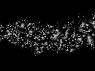 Silver dust on a black background. Festive background.