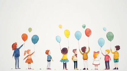 Group of People Holding Balloons in the Air