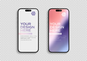 Two Isolated Smartphones With Shadows Mockup - obrazy, fototapety, plakaty