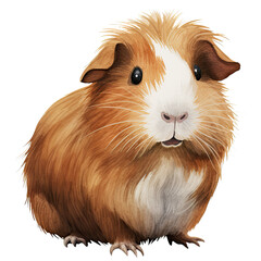 AI-generated watercolor cute brown and white Guinea Pig clip art illustration. Isolated elements on a white background.