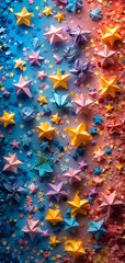 wallpaper, pastel, cut out, tiny paper stars ,generative ai