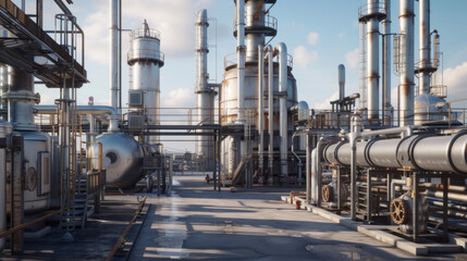 A bustling chemical engineering pilot plant with distillation columns and reaction vessels, momentarily dormant but ready to test and optimize chemical processes for various industries