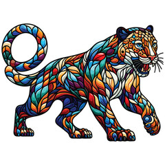 Fototapeta premium Vector stained glass Jaguar