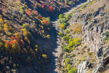 View of the mountains in the autumn