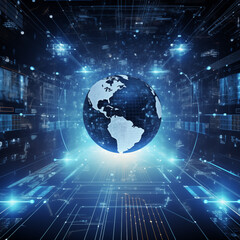 Global Network Background with Globe Illustration