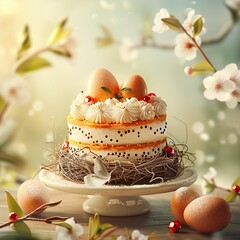 Easter cake with eggs.