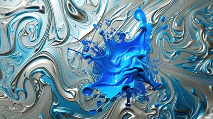 abstract blue and sliver color background  thick paint splash background  - obrazy, fototapety, plakaty