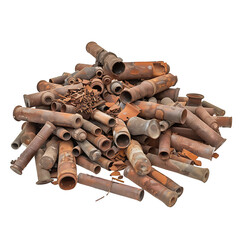 Pile of old steel waiting to be recycled on transparent background PNG - obrazy, fototapety, plakaty