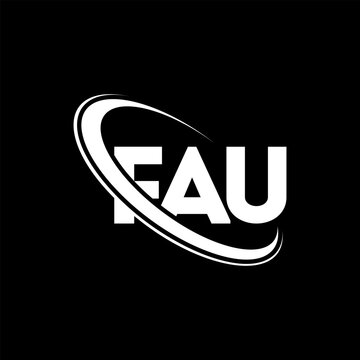 FAU logo. FAU letter. FAU letter logo design. Initials FAU logo linked with circle and uppercase monogram logo. FAU typography for technology, business and real estate brand.