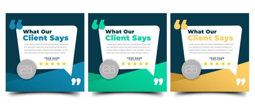 Client testimonial square banner social media post template