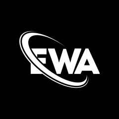 Fototapeta na wymiar EWA logo. EWA letter. EWA letter logo design. Initials EWA logo linked with circle and uppercase monogram logo. EWA typography for technology, business and real estate brand.