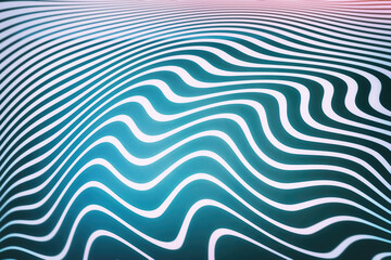 Wavy Lines Turquose and White Pattern. Abstract Striped Textured Background. Illustration.