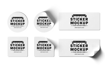 Set Of 6 Isolated Stickers Mockup - obrazy, fototapety, plakaty