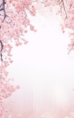 Obraz premium Romantic spring cherry blossom frame pale pink white dreamy background 