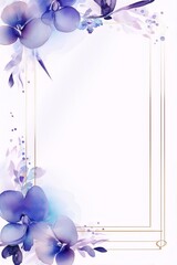 Delicate purple orchids in a gold frame, watercolor style.
