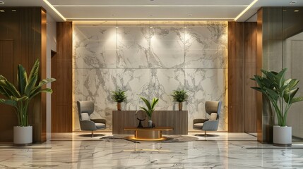 Fototapeta premium Design a modern office room with sleek furniture, minimalist decor, and ample natural light, fostering productivity and creativity in a stylish and sophisticated environment.