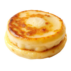Fresh cornmeal pancakes stack isolated on transparent background