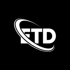 ETD logo. ETD letter. ETD letter logo design. Initials ETD logo linked with circle and uppercase monogram logo. ETD typography for technology, business and real estate brand.