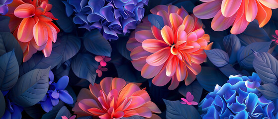 Floral designs with overlapping petals8K