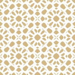 Vector golden seamless pattern. Luxury gold and white ornamental texture, islamic art style. Abstract mosaic background. Geometric ornament with floral grid, lattice. Repeated design for print, decor - 779116307