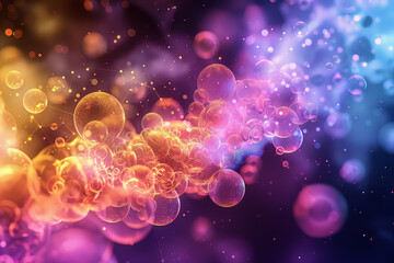 A colorful, swirling mass of bubbles in a dark background