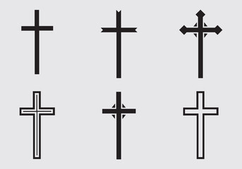 Religious cross vector set