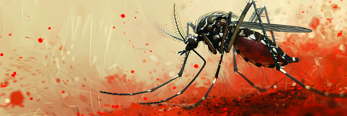 Mosquito and blood disease conceptual illustrati,
Mosquitoes are carriers of dengue fever and malaria - obrazy, fototapety, plakaty