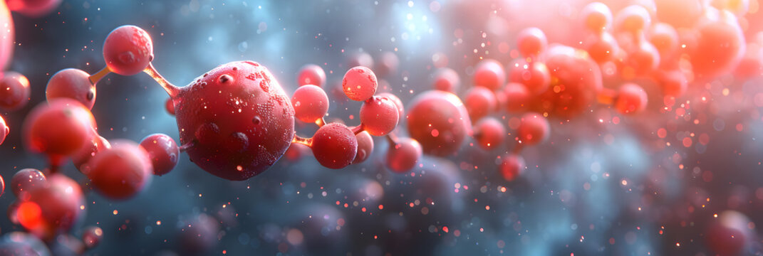Napabucasin cancer drug molecule illustration,
A blue and red image of a molecule with red and blue spheres.
