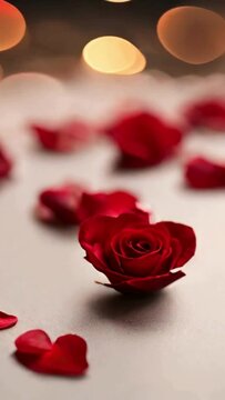 Animated rose petals, rose petals falling, falling rose petals, romantic background, Valentine's Day video, love video, marriage proposal video, anniversary video, 4k video, vertical video
