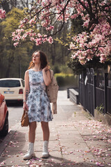 woman walking in the park