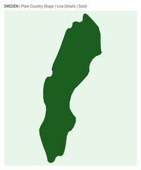 Sweden plain country map. Low Details. Solid style. Shape of Sweden. Vector illustration.