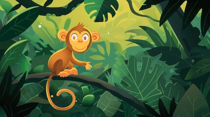 Naklejka premium monkey in the jungle.