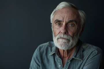 Obraz premium A man with a beard is wearing a blue shirt