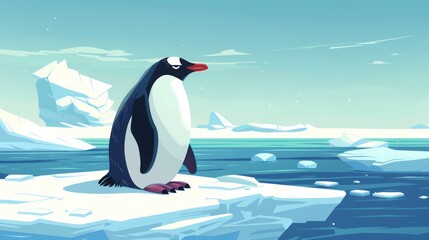 Fototapeta premium penguin on an ice floe.