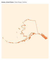 Alaska, United States. Simple vector map. State shape. Outline style. Border of Alaska. Vector illustration.