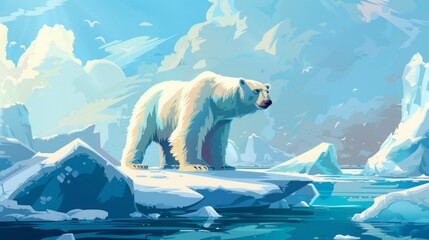 polar arctic bear on an ice floe. - obrazy, fototapety, plakaty