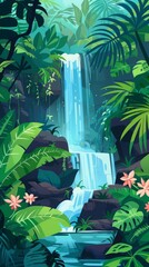 Obraz premium waterfall in the tropical jungle.