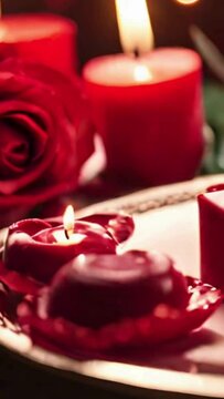 Red roses, rose bouquet, candlelight, Valentine's Day video, romantic video, love video, marriage proposal video, anniversary video, 4k video footage, high definition video, stock video footage