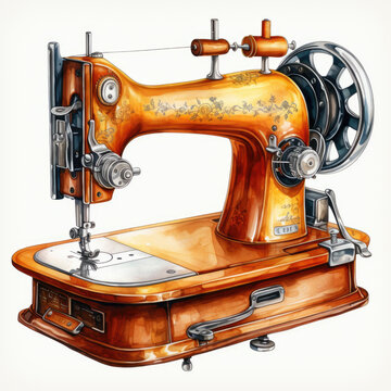 recommend clip art: watercolor Sewing Machine clipart, Generative Ai
