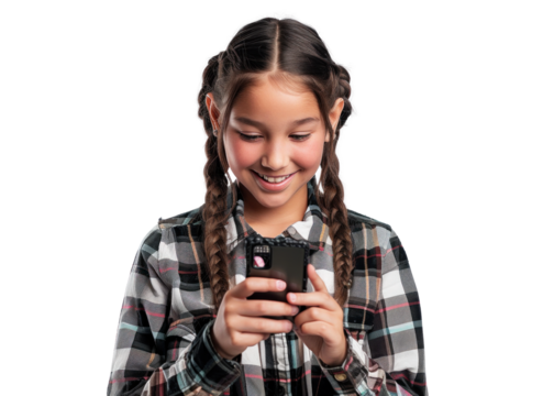 Native American Kid with Smartphone