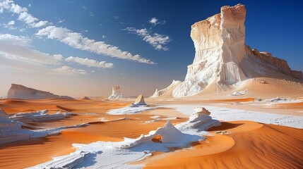 The White Desert in Farafra, Egypt, is located in the Sahara Desert in Africa. - obrazy, fototapety, plakaty