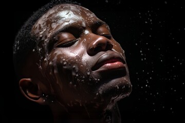 African American Man applying skin care routine