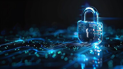 Cyber Security Data Protection Business Privacy concept. 3d Electronic Background AI generated