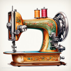 watercolor Sewing Machine clipart, Generative Ai